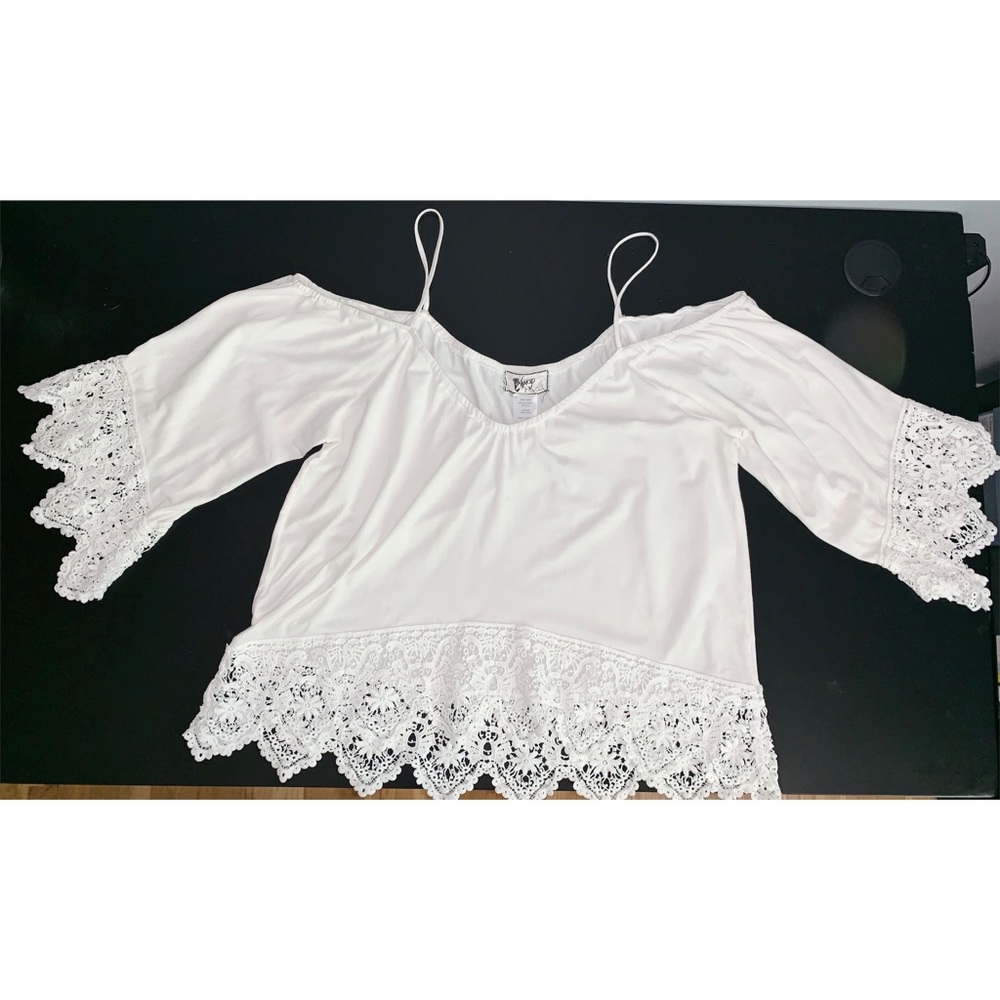 White Lace Off the Shoulder Crop Top